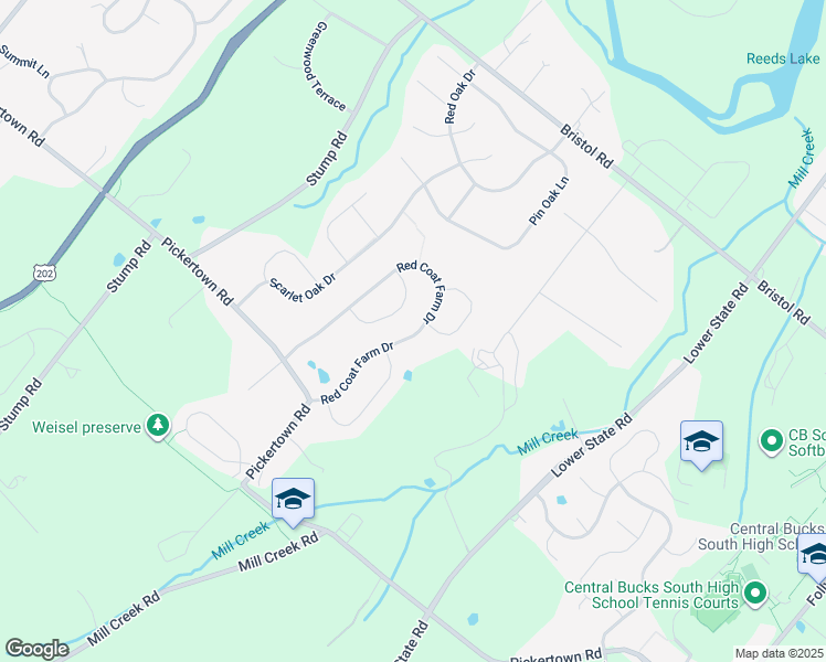 map of restaurants, bars, coffee shops, grocery stores, and more near 922 Red Coat Farm Drive in Chalfont