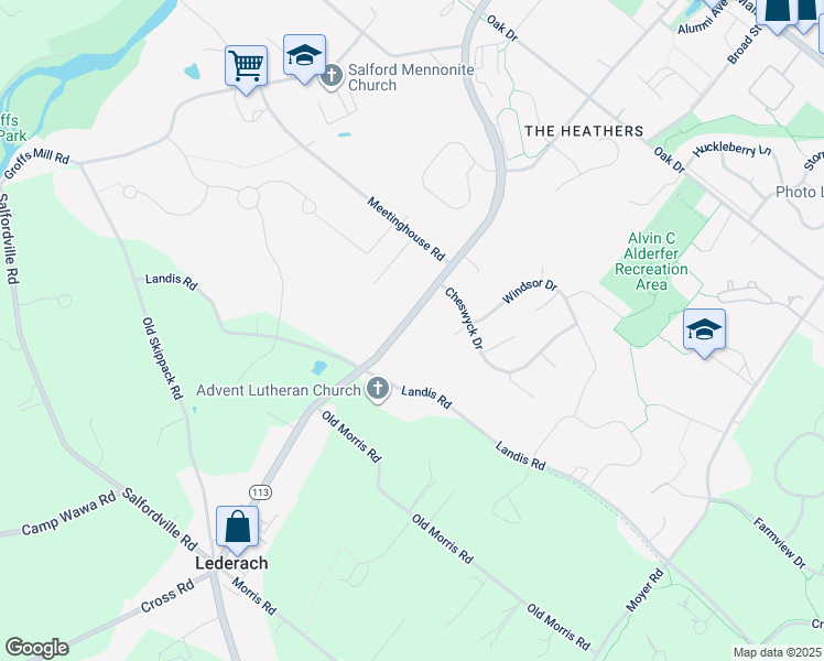 map of restaurants, bars, coffee shops, grocery stores, and more near 528 Harleysville Pike in Harleysville