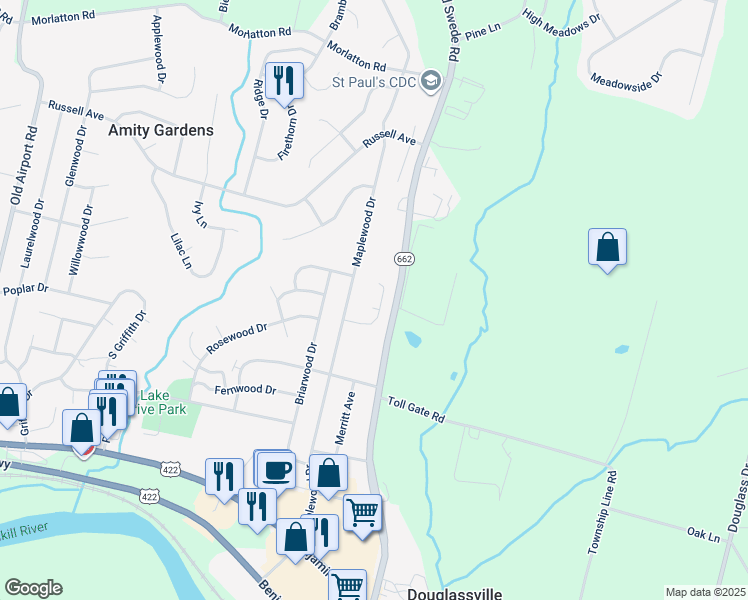 map of restaurants, bars, coffee shops, grocery stores, and more near 4 Terry Court in Douglassville