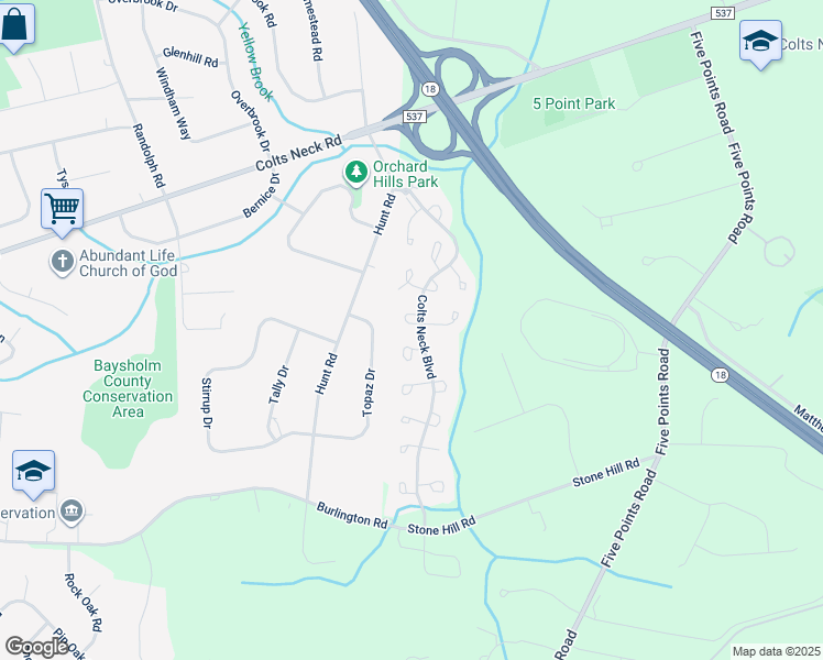 map of restaurants, bars, coffee shops, grocery stores, and more near 4 Oxford Ky in Colts Neck