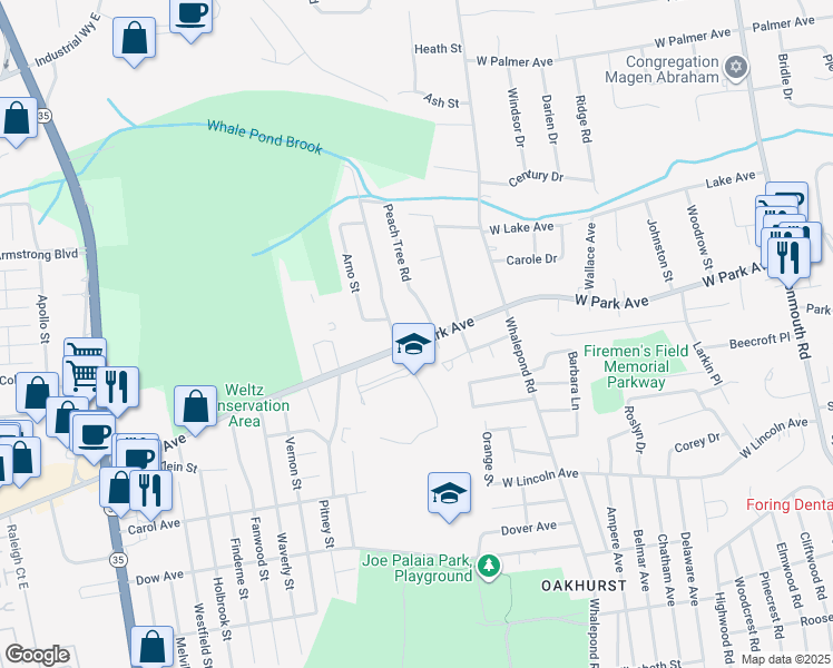 map of restaurants, bars, coffee shops, grocery stores, and more near 2 Peach Tree Road in Monmouth County
