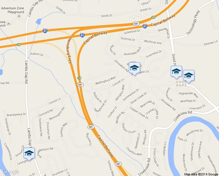 map of restaurants, bars, coffee shops, grocery stores, and more near 6111 Locust Lane in Mechanicsburg