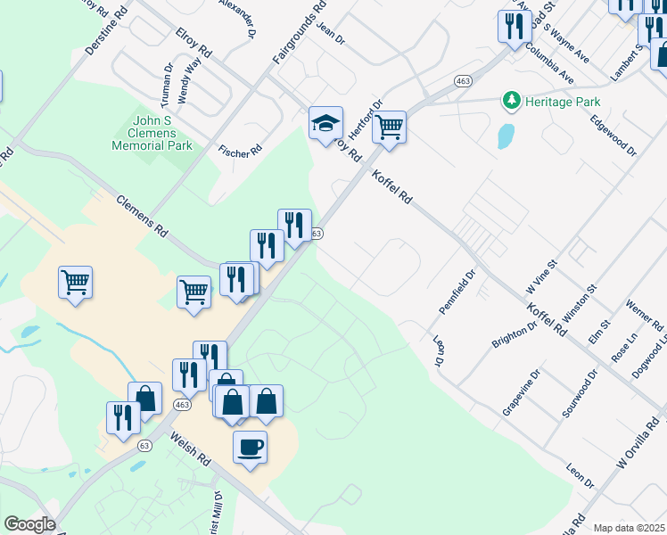 map of restaurants, bars, coffee shops, grocery stores, and more near 2310 McArthur Drive in Hatfield