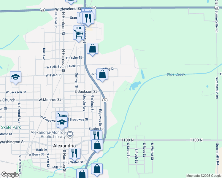 map of restaurants, bars, coffee shops, grocery stores, and more near 600 East Jackson Street in Alexandria