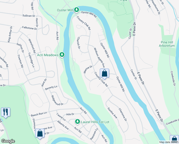 map of restaurants, bars, coffee shops, grocery stores, and more near 3 Fashion Circle in Camp Hill