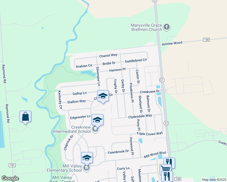 map of restaurants, bars, coffee shops, grocery stores, and more near 2119 Trophy Dr in Marysville