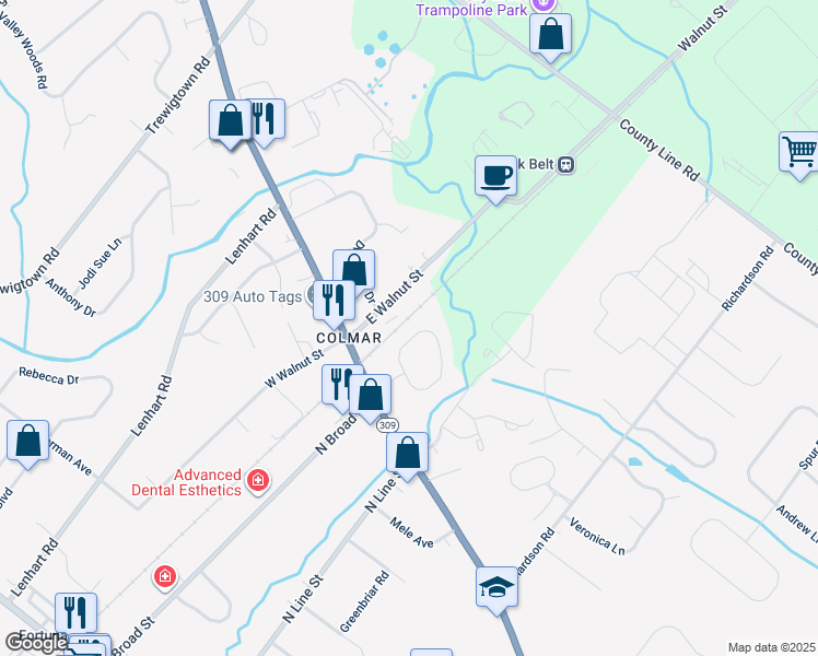 map of restaurants, bars, coffee shops, grocery stores, and more near 83 Arbor Circle in Colmar