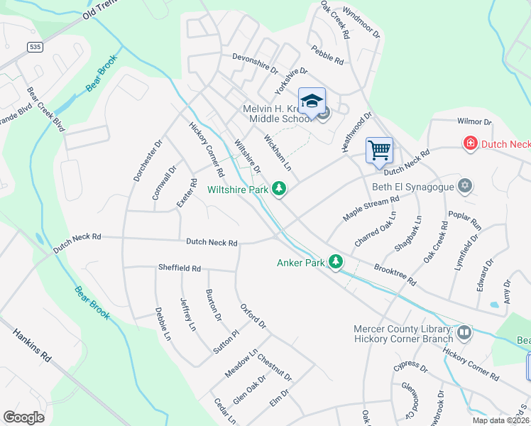 map of restaurants, bars, coffee shops, grocery stores, and more near 218 Hickory Corner Road in East Windsor