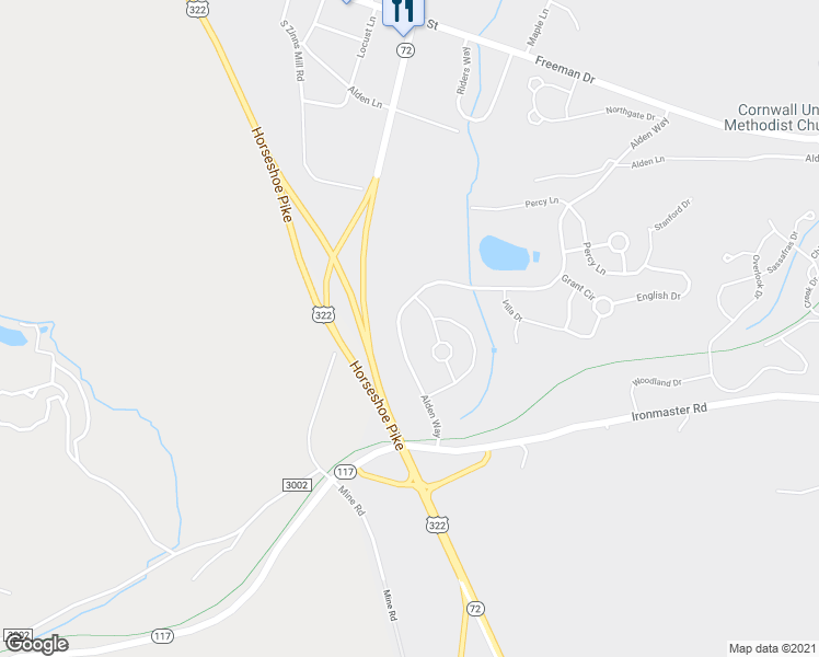 map of restaurants, bars, coffee shops, grocery stores, and more near 1097 Alden Way in Lebanon