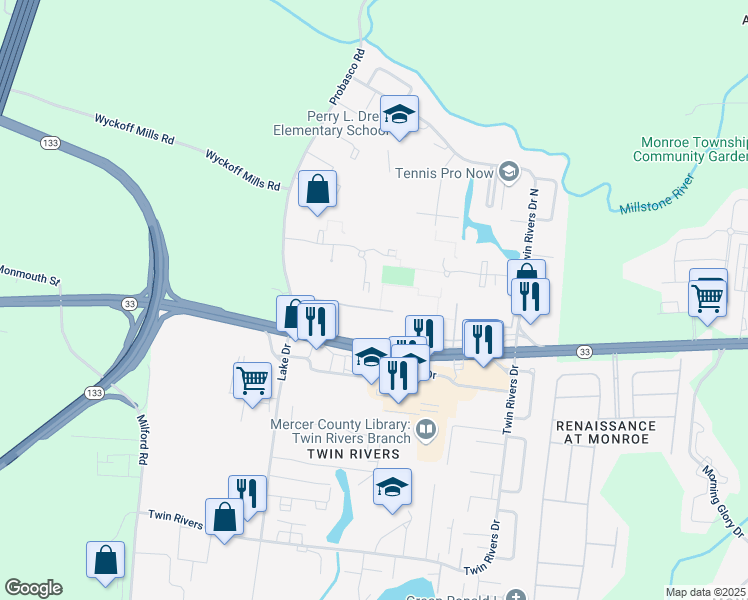map of restaurants, bars, coffee shops, grocery stores, and more near 365 Bolton Road in East Windsor