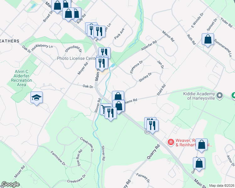 map of restaurants, bars, coffee shops, grocery stores, and more near 274 Pamela Cir in Harleysville