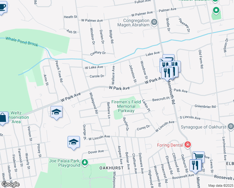map of restaurants, bars, coffee shops, grocery stores, and more near 440 Slocum Place in Ocean Township