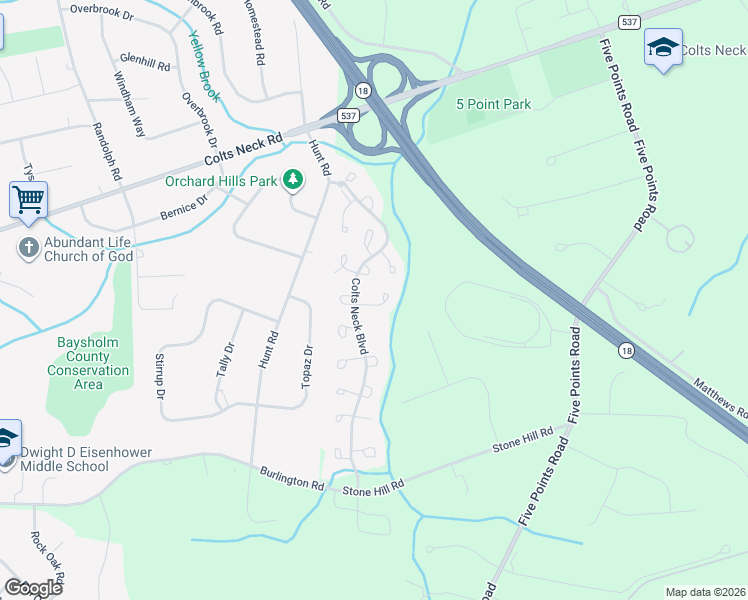 map of restaurants, bars, coffee shops, grocery stores, and more near 7 Exeter Pass in Monmouth County