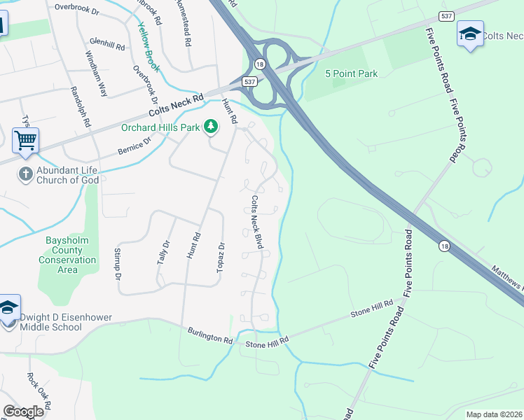 map of restaurants, bars, coffee shops, grocery stores, and more near 7 Exeter Pass in Monmouth County