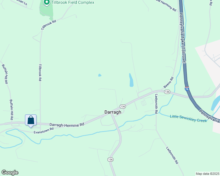 map of restaurants, bars, coffee shops, grocery stores, and more near 134 Hixson Lane in Darragh