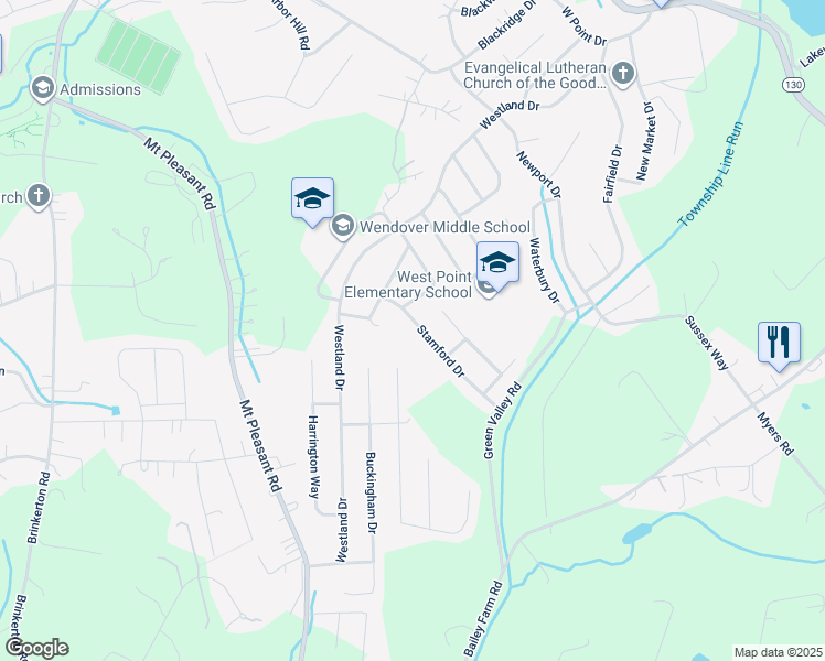map of restaurants, bars, coffee shops, grocery stores, and more near 610 Stamford Drive in Greensburg