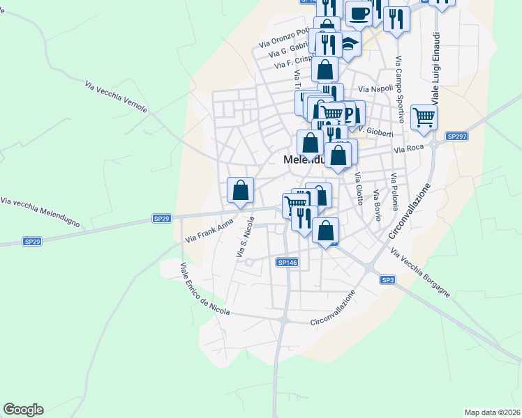 map of restaurants, bars, coffee shops, grocery stores, and more near 2 Via San Nicola in Melendugno