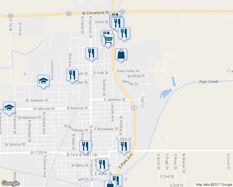 map of restaurants, bars, coffee shops, grocery stores, and more near 502 Lincoln Wood Drive in Alexandria