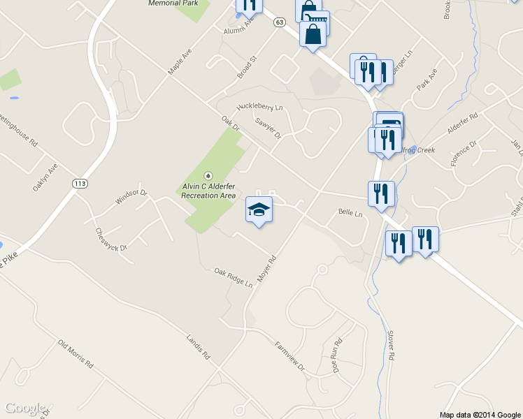 map of restaurants, bars, coffee shops, grocery stores, and more near 356 Pondview Drive in Harleysville
