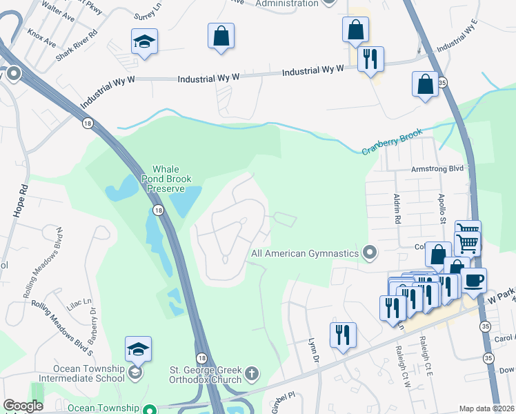 map of restaurants, bars, coffee shops, grocery stores, and more near 28 Tanya Circle in Monmouth County