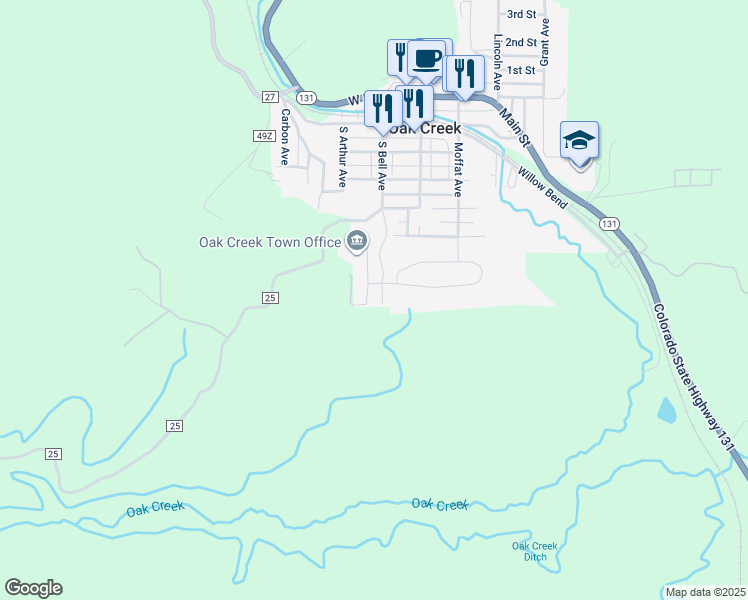 map of restaurants, bars, coffee shops, grocery stores, and more near 733 Lillian Lane in Oak Creek