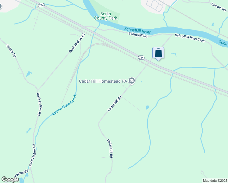 map of restaurants, bars, coffee shops, grocery stores, and more near 512 Cedar Hill Road in Birdsboro