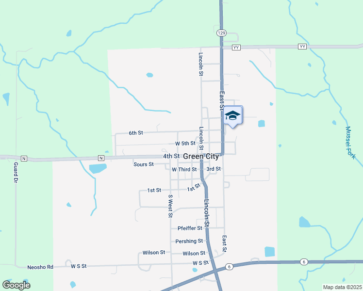 map of restaurants, bars, coffee shops, grocery stores, and more near 6 Grant Street in Green City
