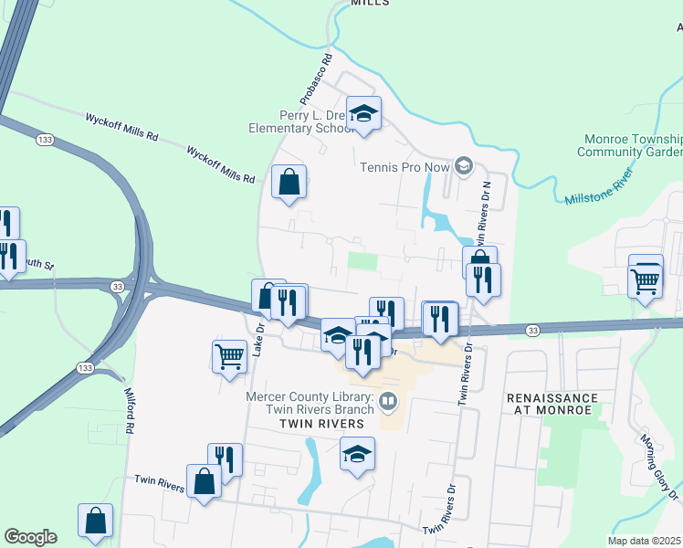 map of restaurants, bars, coffee shops, grocery stores, and more near 365 Bolton Road in East Windsor
