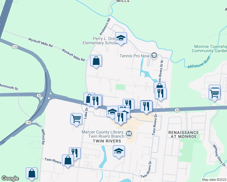 map of restaurants, bars, coffee shops, grocery stores, and more near 359 Bolton Road in East Windsor