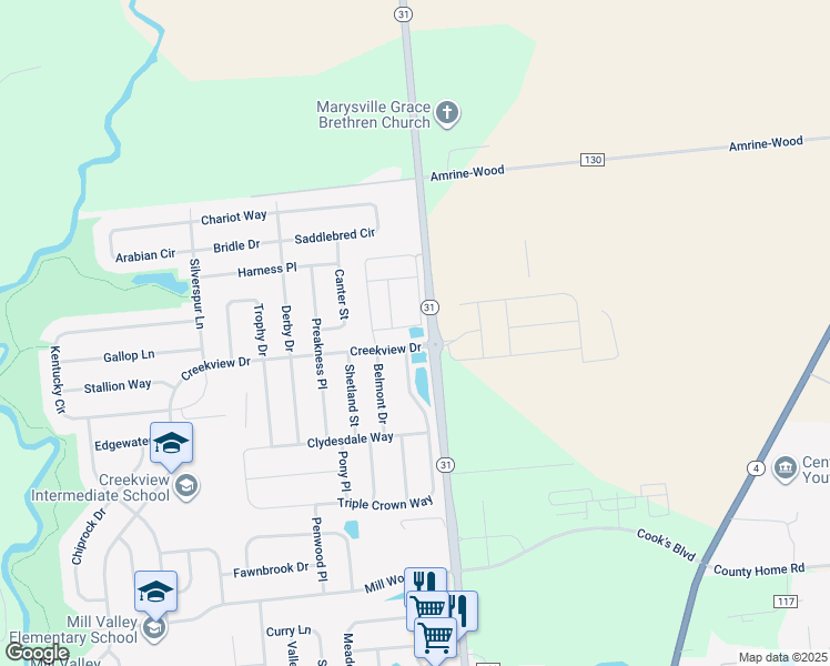 map of restaurants, bars, coffee shops, grocery stores, and more near 202 Triple Crown Way in Marysville