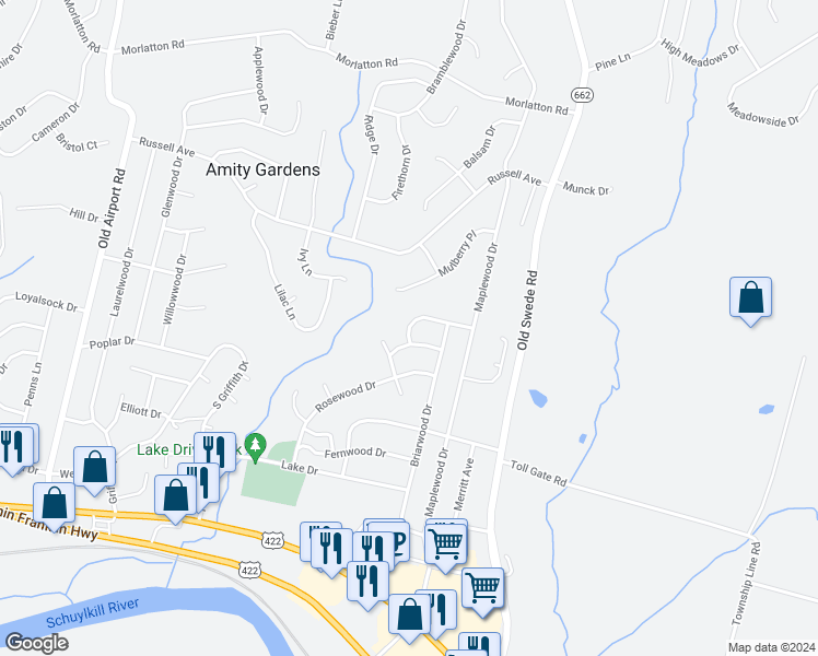 map of restaurants, bars, coffee shops, grocery stores, and more near 5 Dogwood Drive in Douglassville
