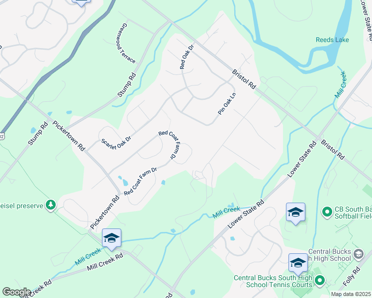 map of restaurants, bars, coffee shops, grocery stores, and more near 3531 High Gate Avenue in Chalfont