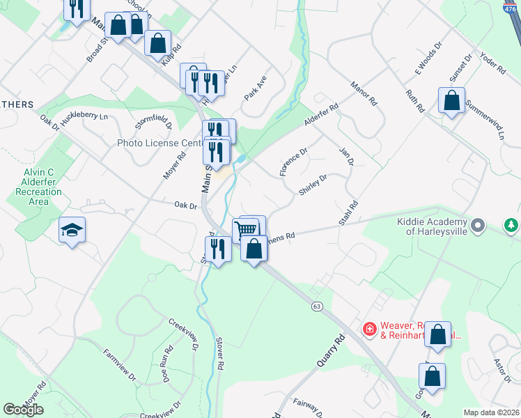 map of restaurants, bars, coffee shops, grocery stores, and more near 274 Pamela Circle in Harleysville