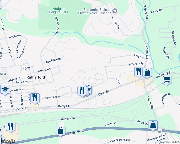 map of restaurants, bars, coffee shops, grocery stores, and more near 7761 Jefferson Street in Hummelstown