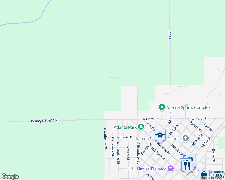 map of restaurants, bars, coffee shops, grocery stores, and more near 1910 2425th Street in Atlanta