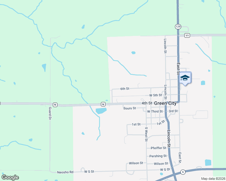 map of restaurants, bars, coffee shops, grocery stores, and more near 210 South West Street in Green City
