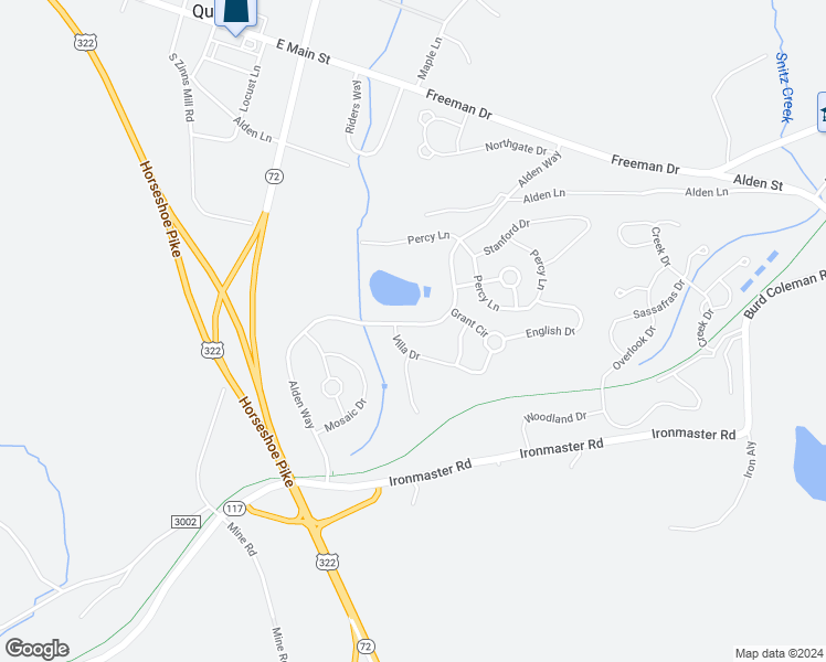 map of restaurants, bars, coffee shops, grocery stores, and more near 1049 Alden Way in Lebanon