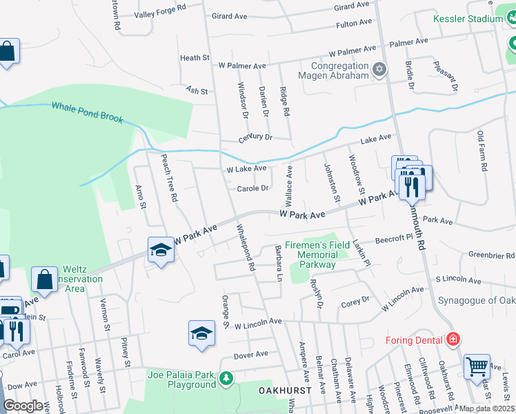 map of restaurants, bars, coffee shops, grocery stores, and more near 9 Carole Drive in Monmouth County