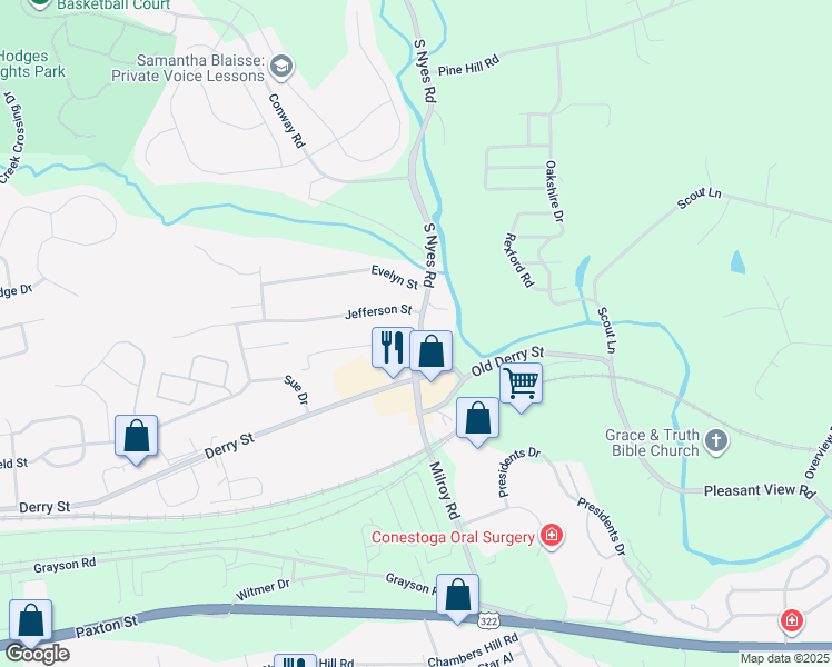 map of restaurants, bars, coffee shops, grocery stores, and more near 8190 Somerset Street in Hummelstown
