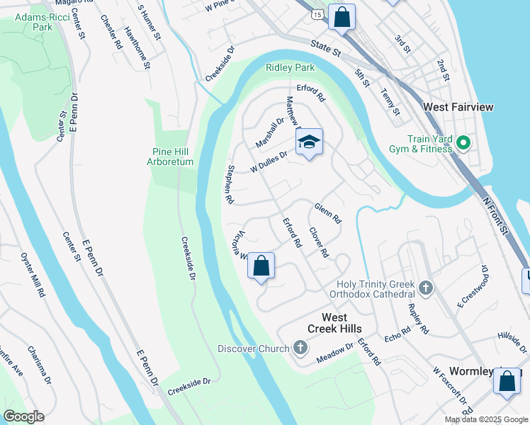 map of restaurants, bars, coffee shops, grocery stores, and more near 47 Victoria Way in Camp Hill