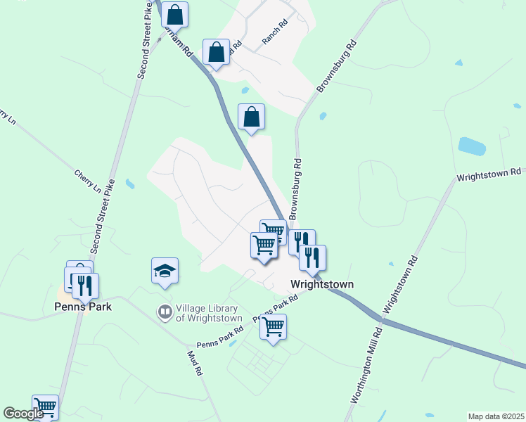 map of restaurants, bars, coffee shops, grocery stores, and more near 30 Wrenwood Way in Newtown