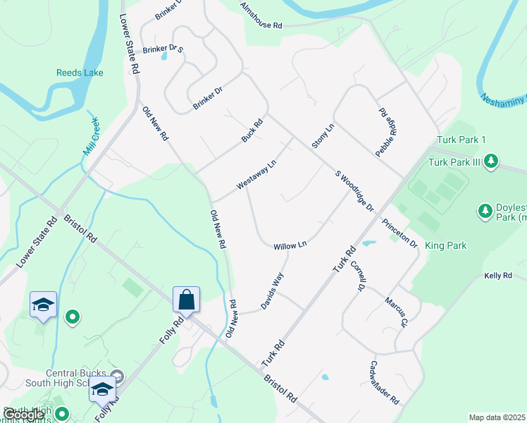 map of restaurants, bars, coffee shops, grocery stores, and more near 157 Willow Lane in Warrington