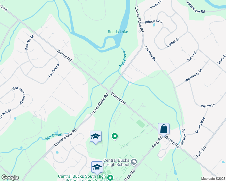 map of restaurants, bars, coffee shops, grocery stores, and more near 1405 Lower State Road in Warrington