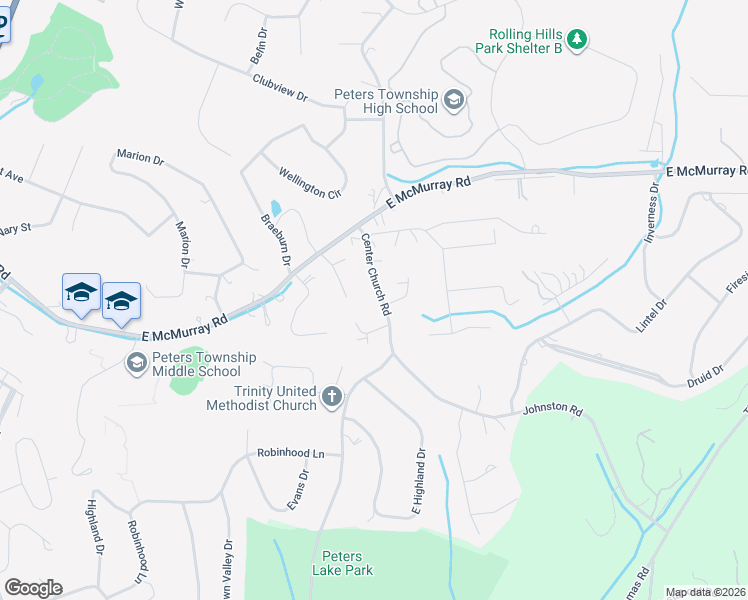 map of restaurants, bars, coffee shops, grocery stores, and more near 422 Center Church Road in McMurray