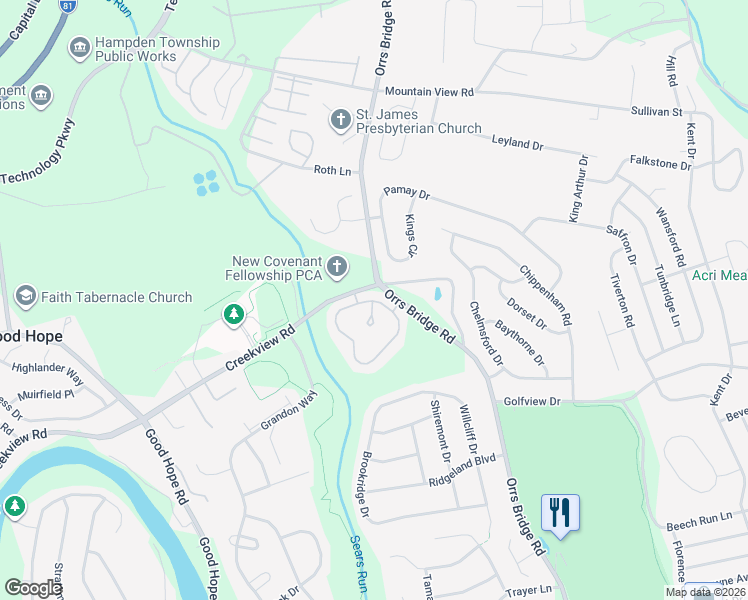 map of restaurants, bars, coffee shops, grocery stores, and more near Nantucket Drive in Mechanicsburg