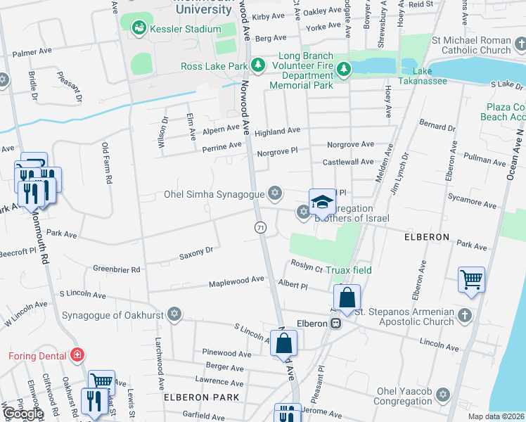 map of restaurants, bars, coffee shops, grocery stores, and more near in Monmouth County