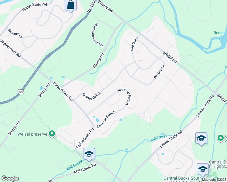 map of restaurants, bars, coffee shops, grocery stores, and more near 949 Red Coat Farm Drive in Chalfont