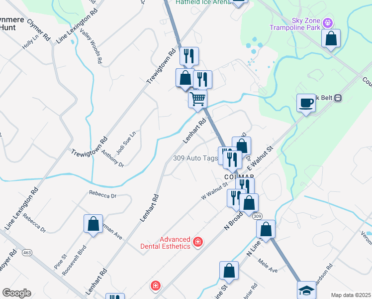 map of restaurants, bars, coffee shops, grocery stores, and more near 2619 General Forst Drive in Colmar