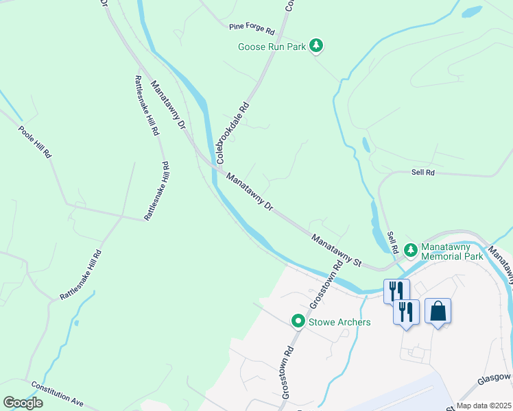 map of restaurants, bars, coffee shops, grocery stores, and more near 1338 Manatawny Dr in Pottstown