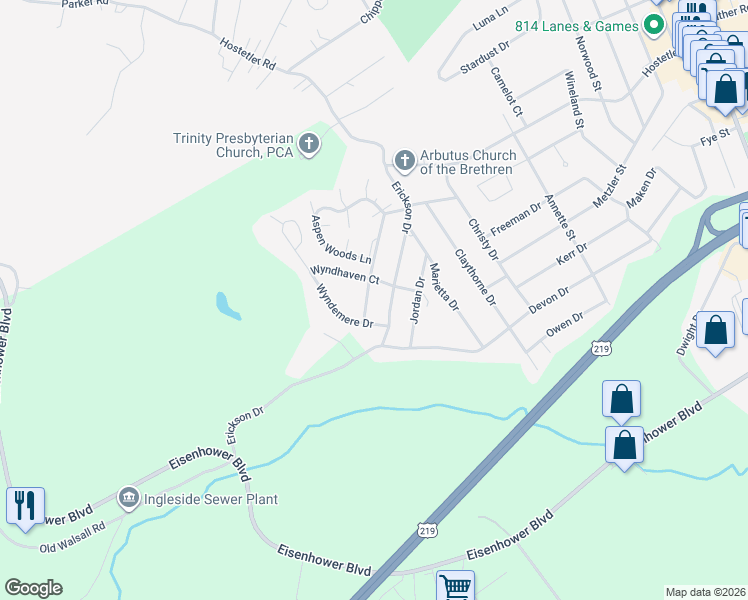 map of restaurants, bars, coffee shops, grocery stores, and more near 1233-1269 Elgin Drive in Johnstown